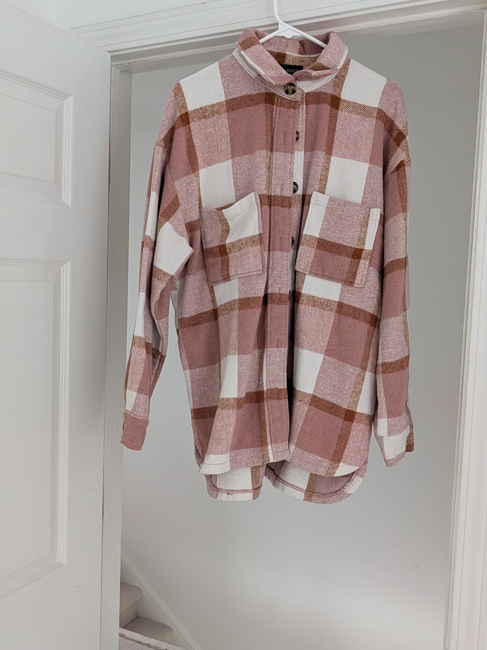 Bardot Pink & White Plaid Button-Front Shacket
